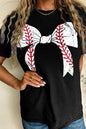 Schwarzes Baseball-T-Shirt mit Schleife und Grafik