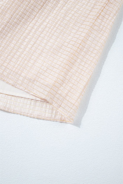 Apricot Halter Button Keyhole Back Textured Sleeveless Top