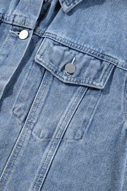 Beau Blue – Jeansjacke mit Rüschen und Klapptaschen