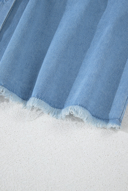 Beau Blue Risen Hemdblusenkleid aus mittelverwaschenem Denim