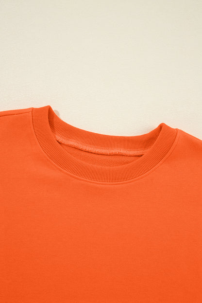 Orangefarbenes, einfarbiges, klassisches Sweatshirt mit Rundhalsausschnitt