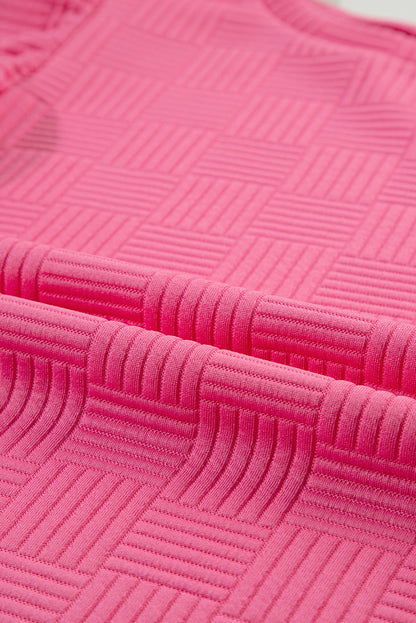 Bonbon Textured Ruffled Sleeve Tee and Drawstring Shorts Set