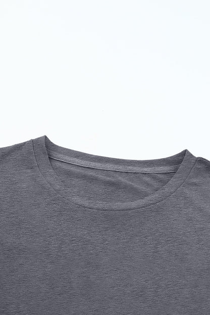 Graues, lässiges T-Shirt mit Rundhalsausschnitt