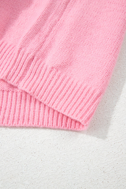 Niedliche Strickjacke mit Blumenmuster in Rosa