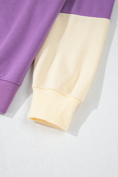 Meadow Mauve – Sweatshirt mit Patchwork-Print und überschnittener Schulterpartie im Colorblock-Stil