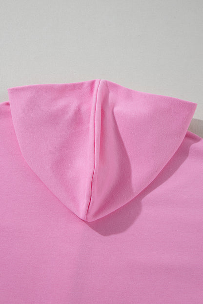 Bonbon Kurzarm-Kapuzenpullover mit halbem Reißverschluss und Kängurutasche