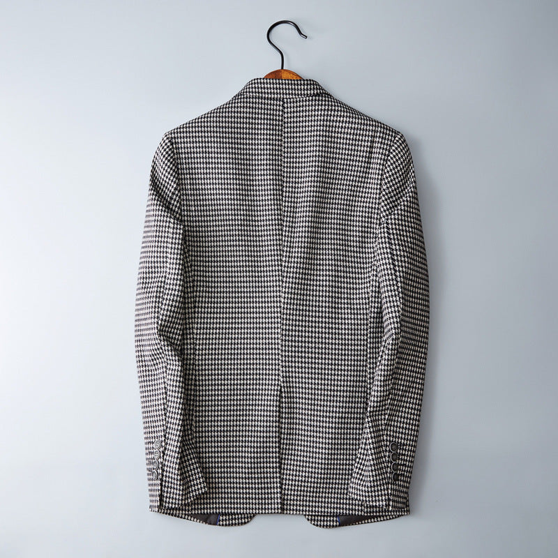 Suit Jacket Men's Business Slim-fit Handsome Fashion Single Leisure Suit Plaid Top