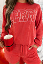 Racing Red Corded MERRY Graphic Langarm-Top und Shorts Set