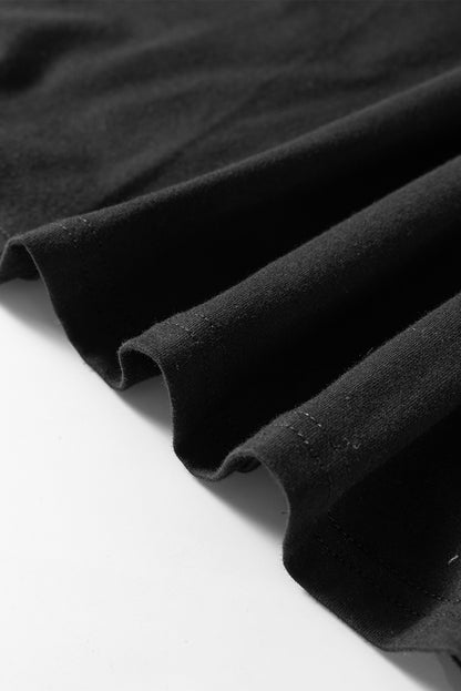 Schwarzes, einfarbiges Basic-Tunika-T-Shirt mit Rundhalsausschnitt