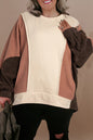 Brauner Hoodie mit sichtbaren Nähten und Farbblockdesign in Übergröße