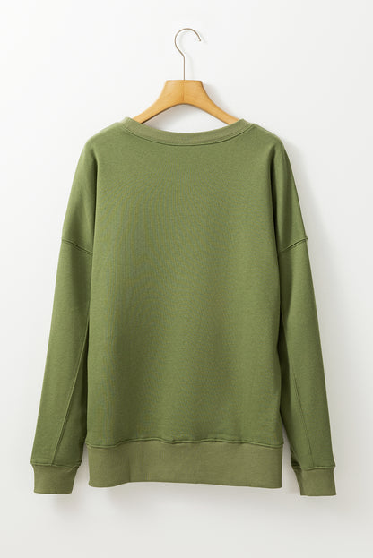 Vineyard Green – Lockeres Sweatshirt mit überschnittenen Schultern und überkreuzten Nähten