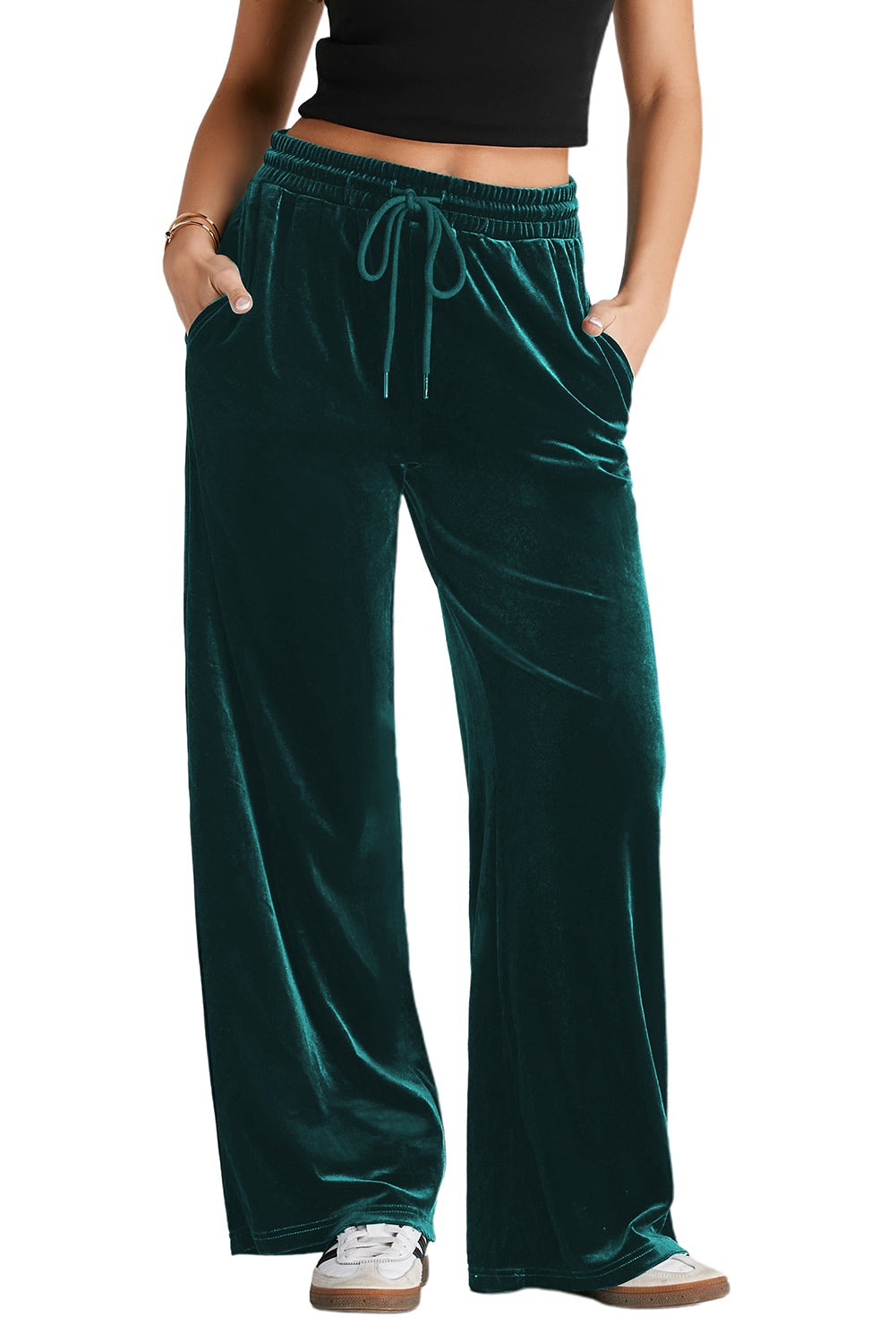 Evergreen Solid Hose mit weitem Bein und Kordelzug in der Taille