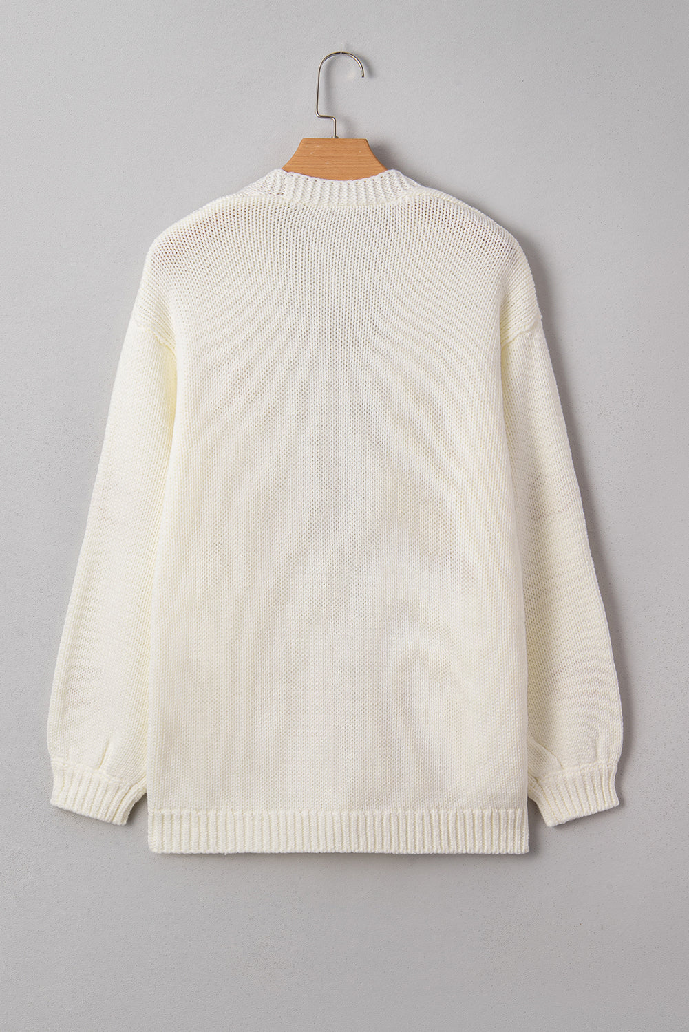 White Pumpkin Print Open Front Drop Shoulder Midi Cardigan