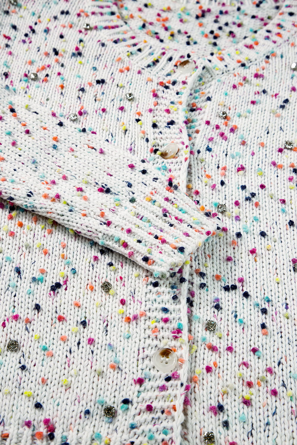 Weißer mehrfarbiger Konfetti-Pullover-Cardigan