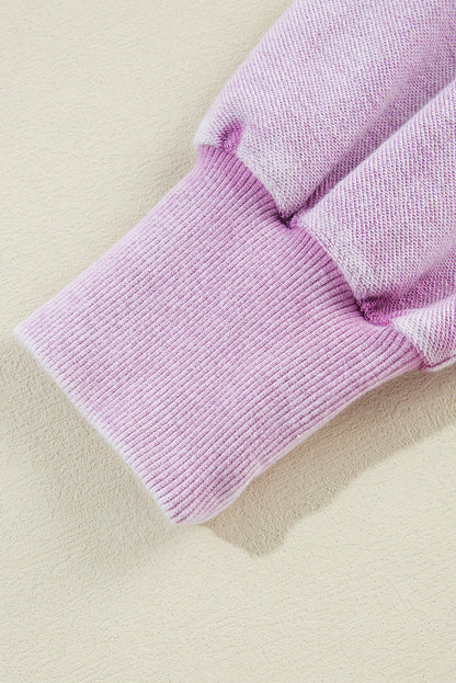 Orchid Petal Mineral Wash Pullover mit überschnittener Schulter