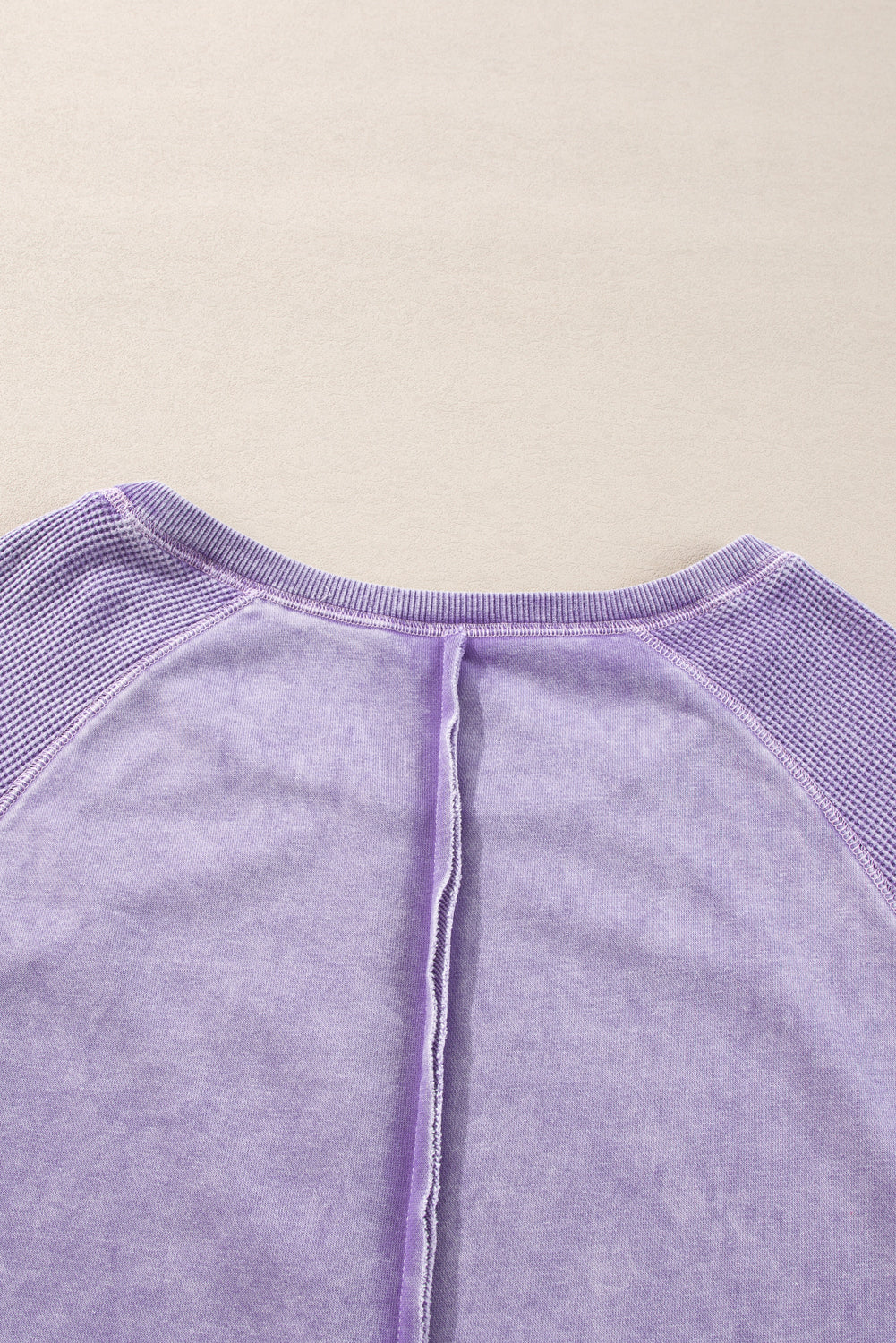 Orchid Petal Solid Waffelstrick Patchwork Raglanärmel Sweatshirt