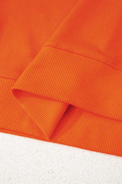 Orangefarbenes Oversize-Sweatshirt mit College-Streifen und überschnittener Schulter