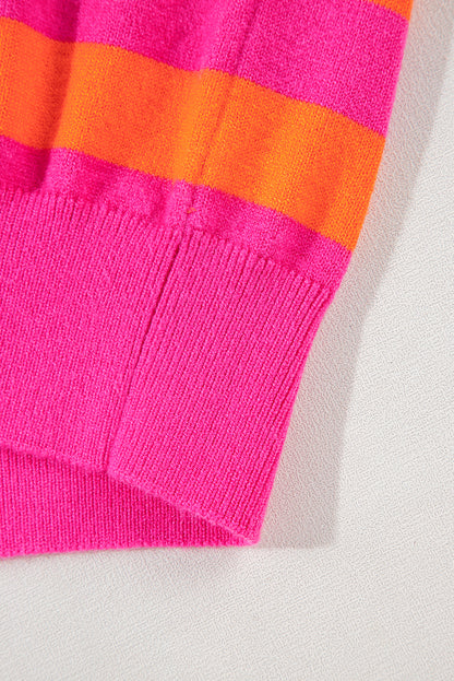 Pullover mit Rundhalsausschnitt und rosa Streifen