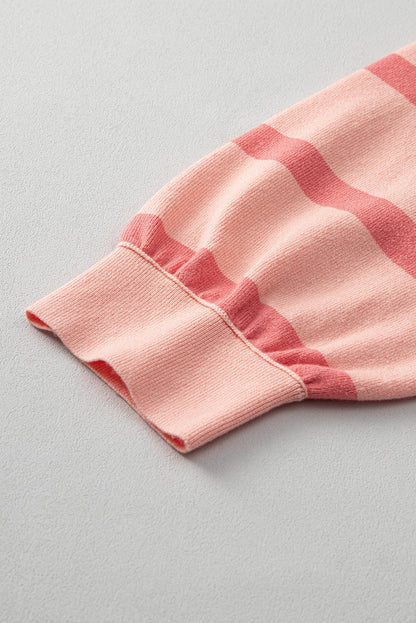 Oversize-Pullover mit rosa Streifen und Colorblock