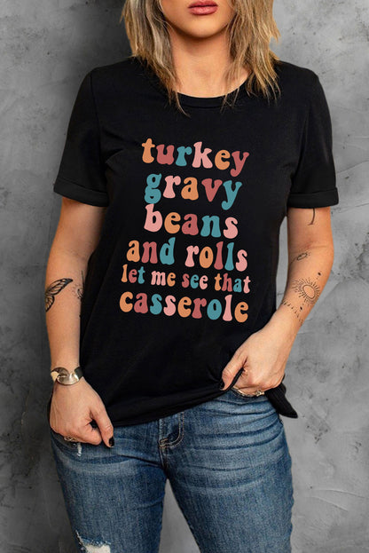 Schwarzes T-Shirt mit Food Lovers-Slogan und Grafik