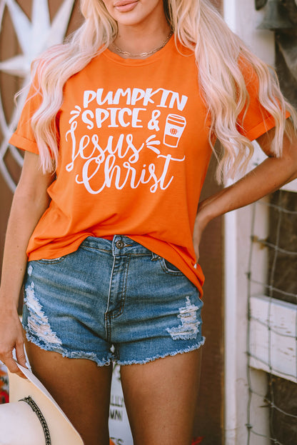 Oranges Kürbisgewürz &amp; Jesus Christus Grafik T-Shirt