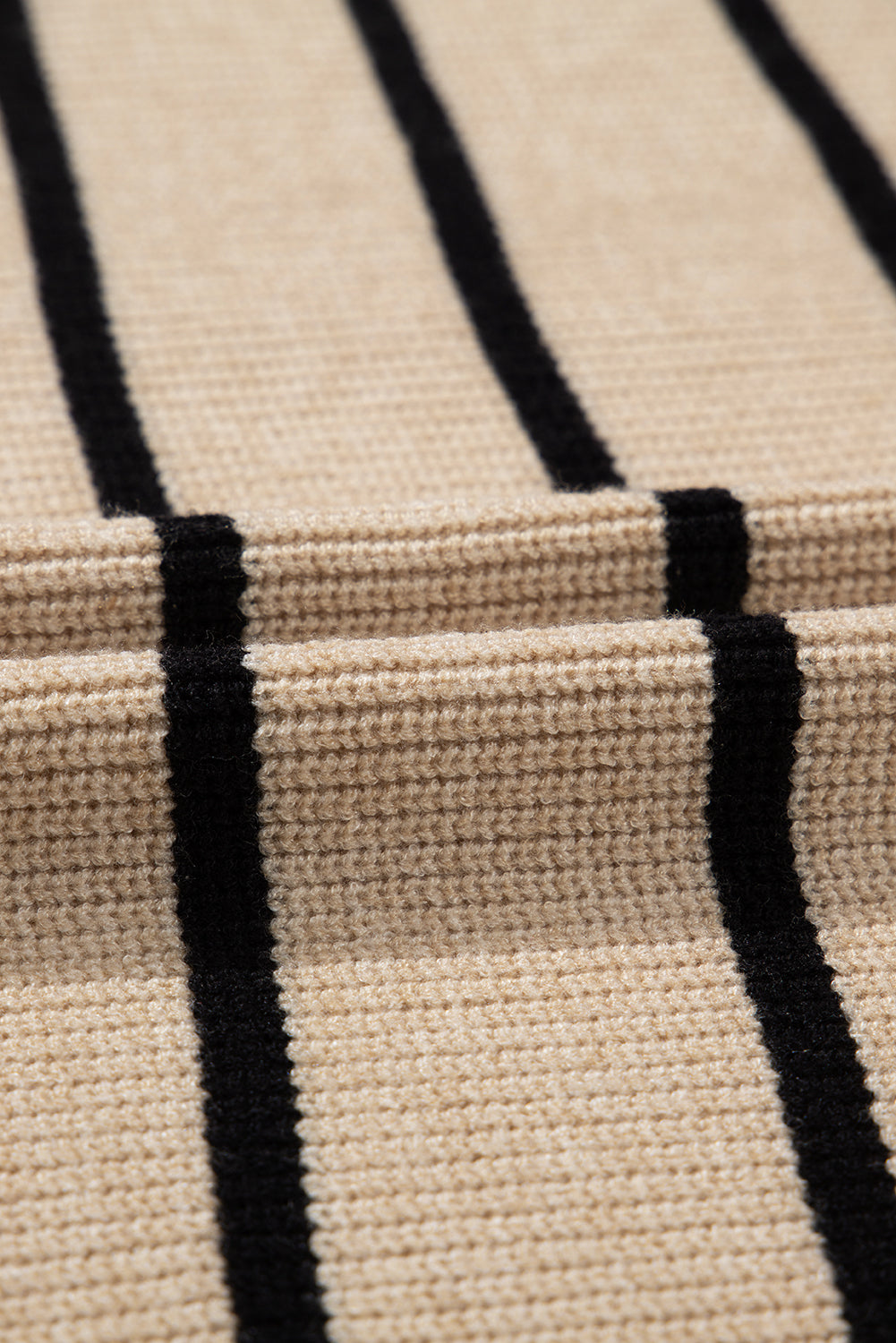 Schwarz gestreifter offener Cardigan mit Schalkragen und Taschen