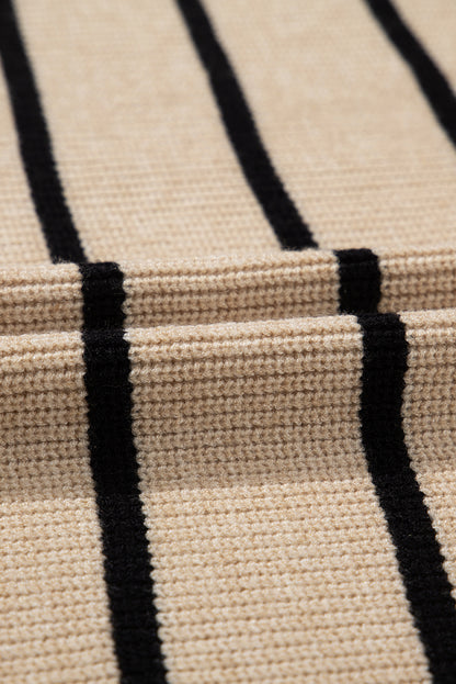 Schwarz gestreifter offener Cardigan mit Schalkragen und Taschen