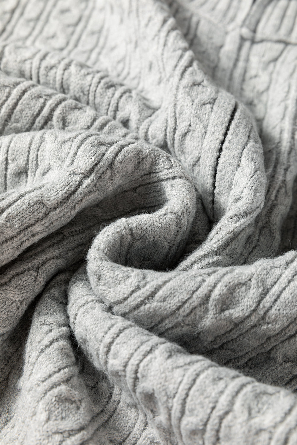 High Cable Knit Quarter Zip Ribbed Trim Loose Sweater Dress