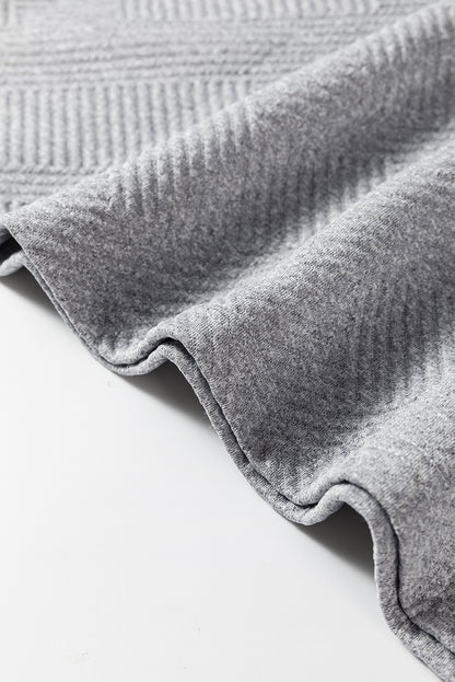 Graues, einfarbiges, strukturiertes Etuikleid mit langen Ärmeln