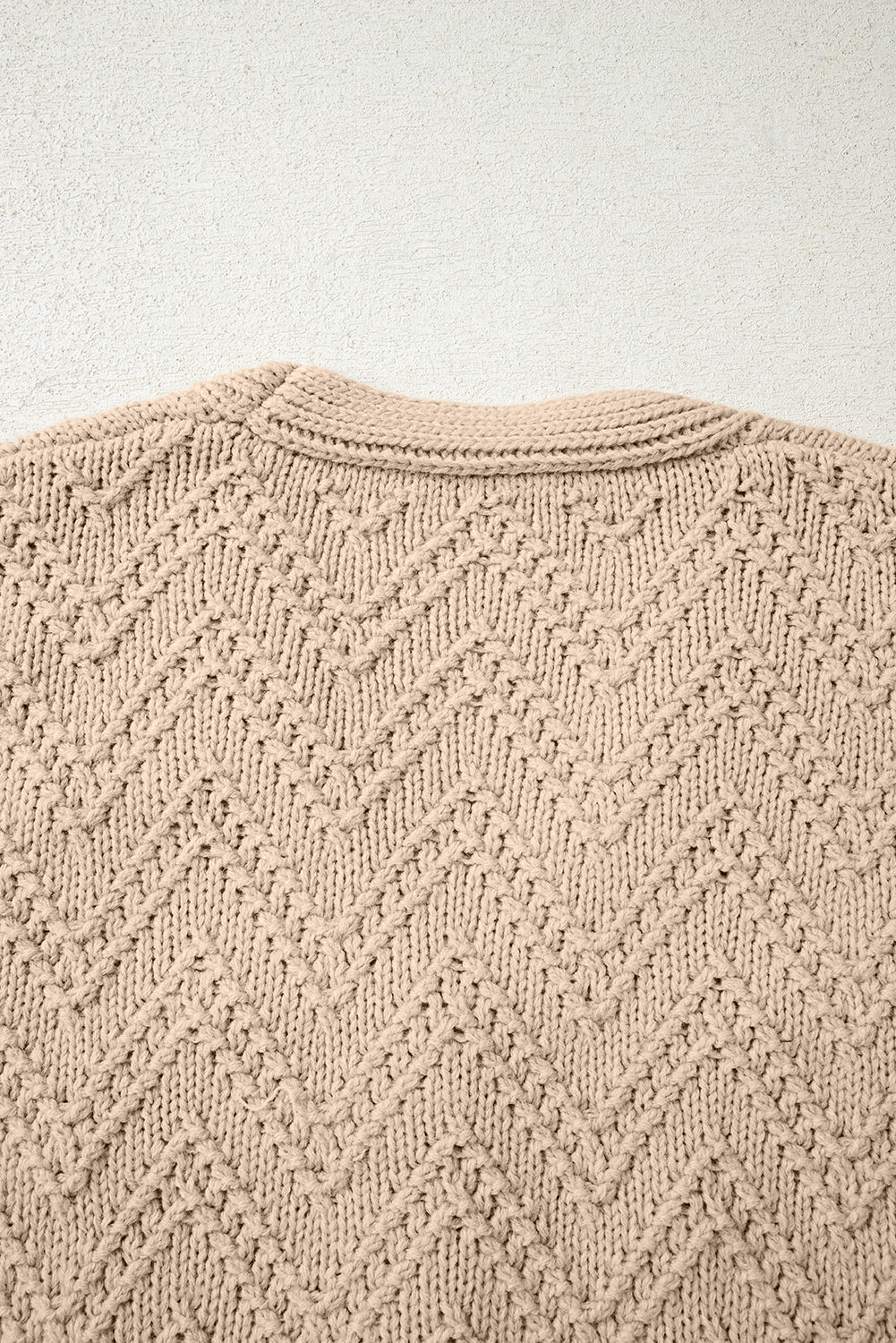 Smoke Gray Pearl Embellished Button Front V Neck Sweater Cardigan