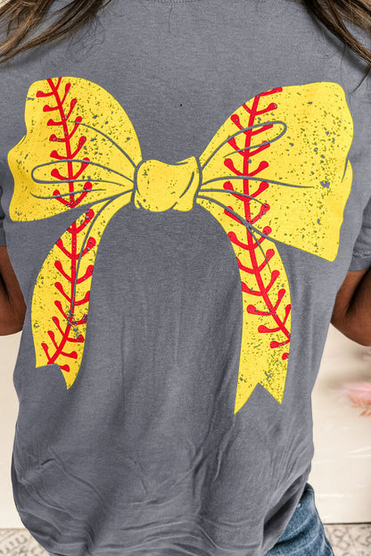 Lässiges Baseball-T-Shirt mit Schleife und Grafik