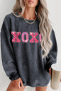 Graues XOXO-Sweatshirt mit Rundhalsausschnitt und Pailletten