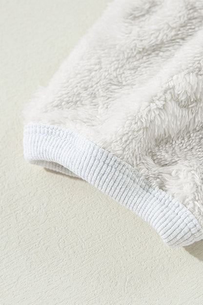 Hellgraues, strukturiertes, lockeres, zweiteiliges Lounge-Set aus Fleece mit Leopardenmuster