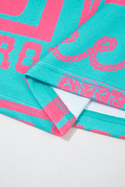 Grünes Howdy Cowboy-T-Shirt mit Buchstaben-Print im Western-Stil