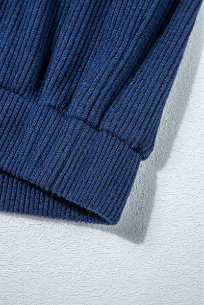 Marineblaues Set aus kurzem Hoodie und Jogginghose mit Kordelzug