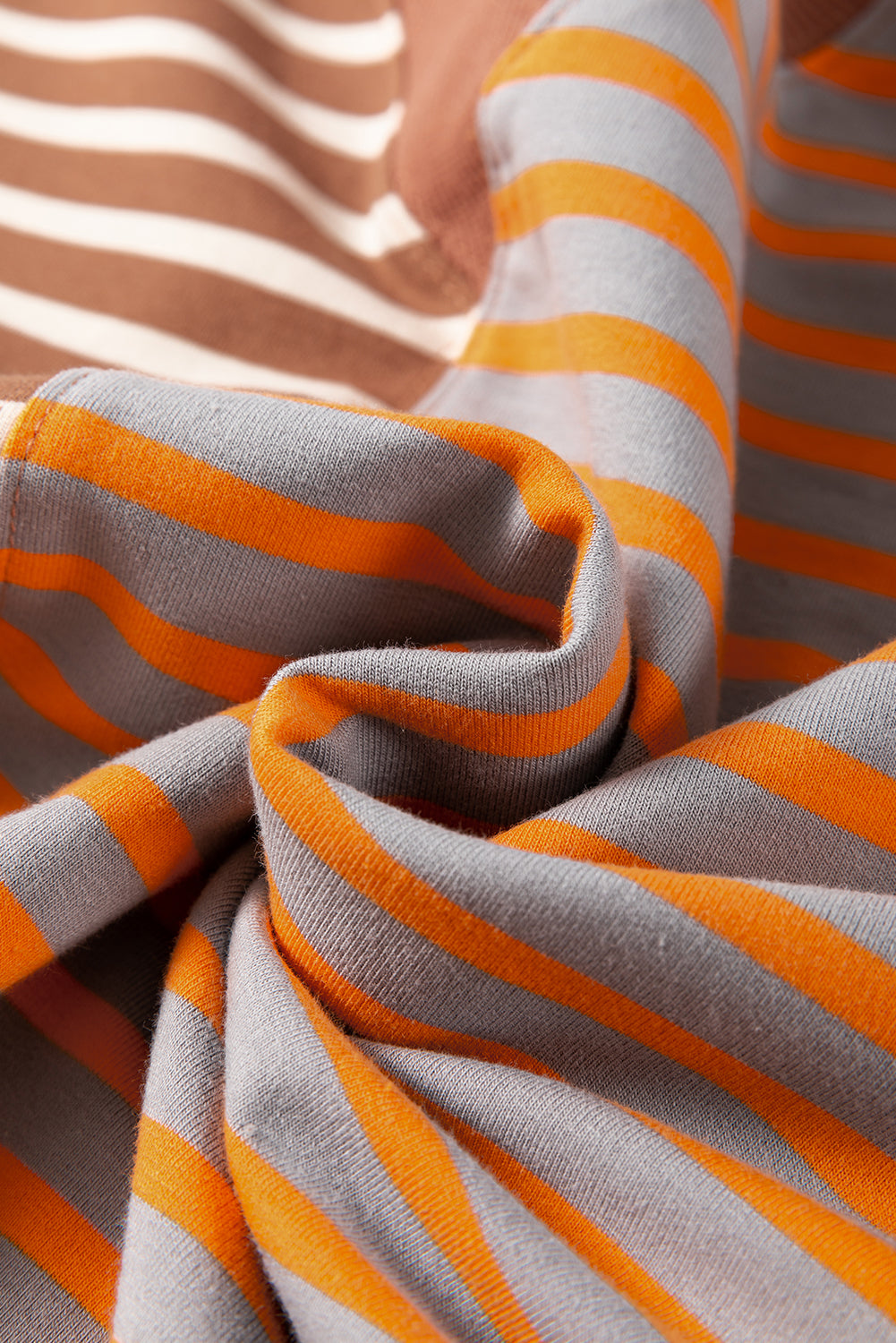 Braun gestreiftes, lässiges, gestreiftes Colorblock-Sweatshirt mit überschnittener Schulter