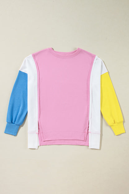 Bonbon – Sweatshirt mit Rundhalsausschnitt und sichtbaren Seitenschlitzen in Farbblock-Optik