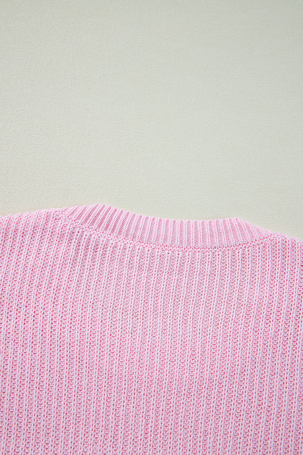 Rosafarbener Merry &amp; Bright Pop-Up-Waffel-Strickpullover mit Buchstaben