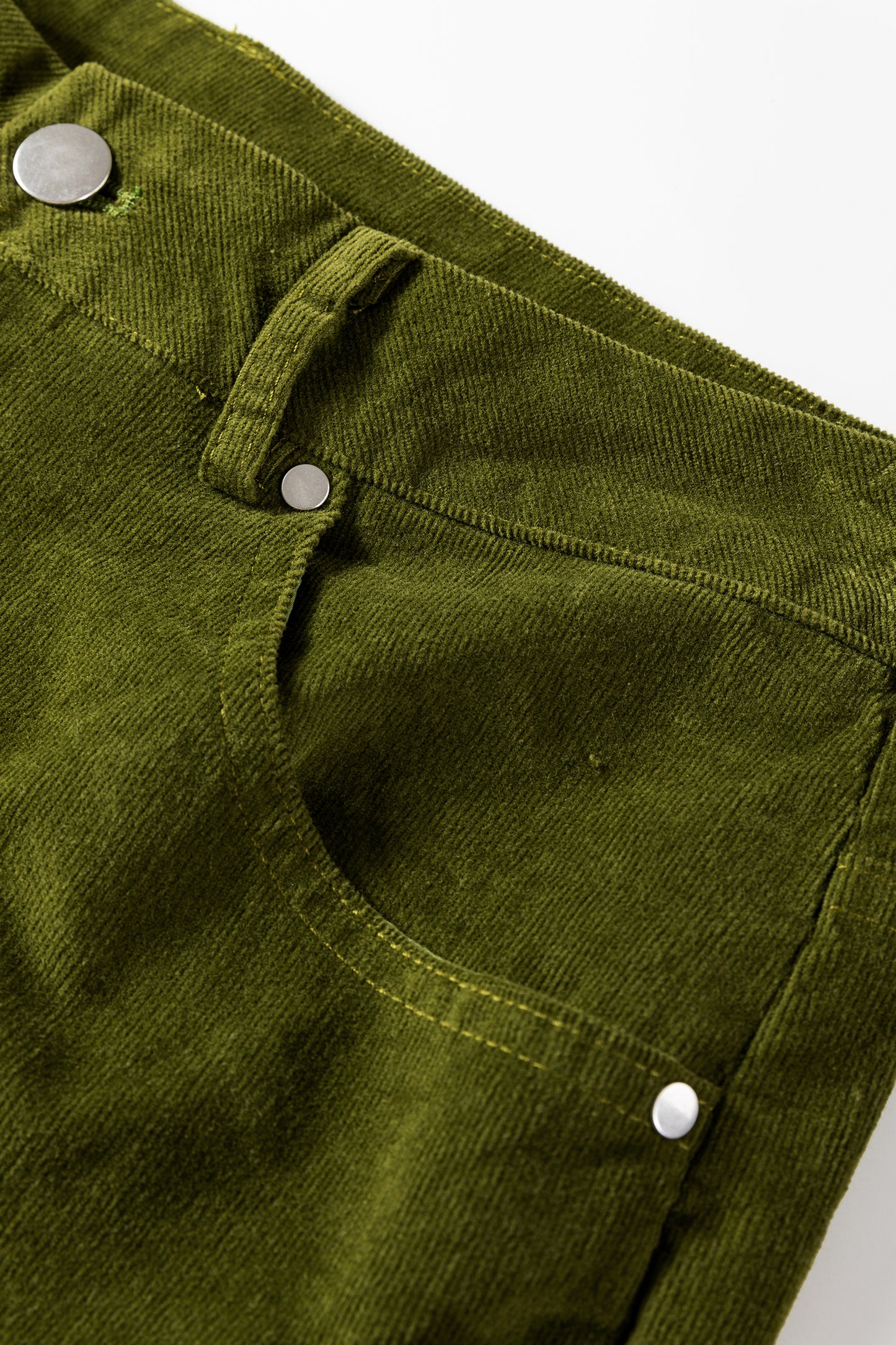 Vineyard Green Corduroy Solid Color High Waist Wide Leg Pants