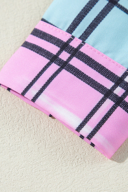 Multicolor Tie Dye Plaid Button Up Shirt