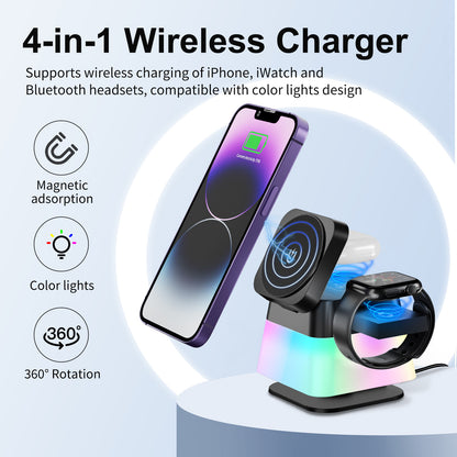 High Quality 4 In 1 Foldable Wireless Charger Stand For Phone 15 14 13 12 Pro Max 8 7 Holder Magnetic Fast Charging Station