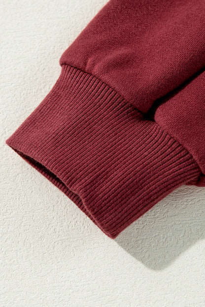Mineralrotes zweifarbiges Patchwork-Pullover-Sweatshirt mit überschnittener Schulter