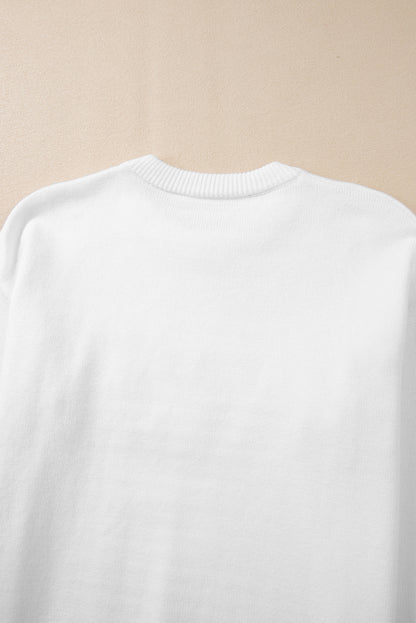 Weißer Pullover mit Stickerei „Thankful Ivory“