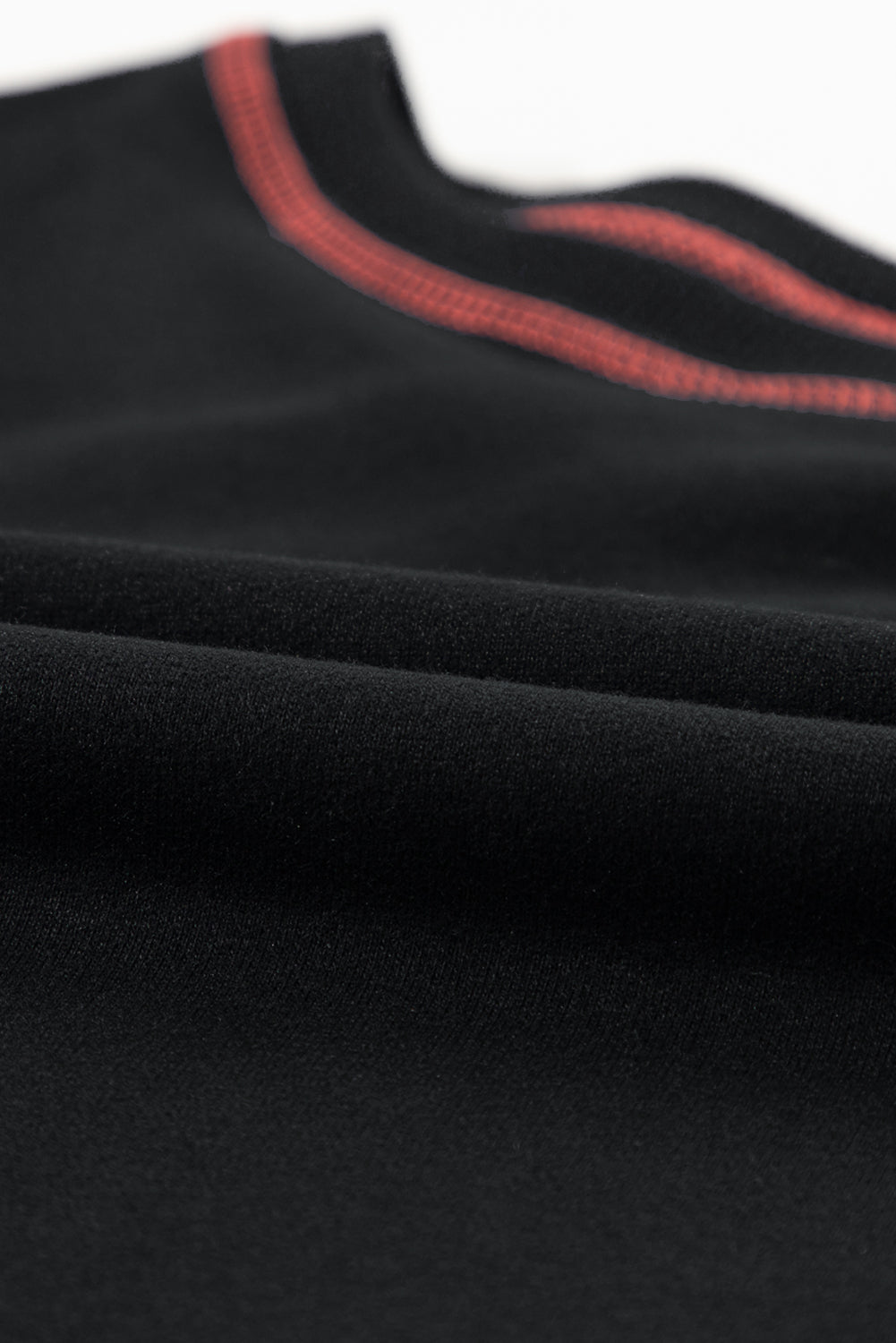 Black Contrast Stitching Split Baggy Sweatshirt