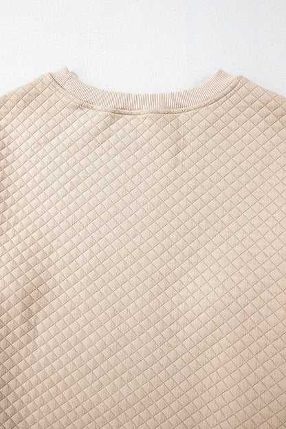 Parchment – Einfarbiges, gestepptes Langarm-Top und Shorts-Set