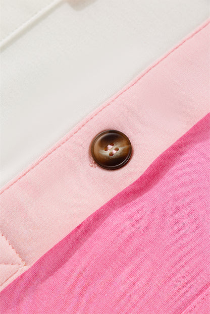 Bonbon Farbblock-Brusttaschen Halbknopf-Sweatshirt in Übergröße