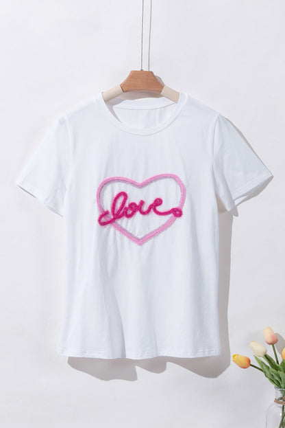 White Valentine Love Tinsel Graphic T-shirt