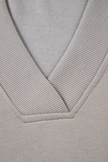 Parchment Aztec Embroidered Western V Neck Sweatshirt