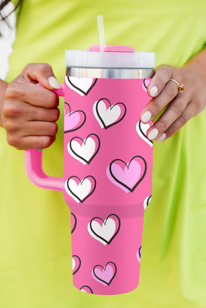 Thermosbecher mit Henkel und Herzmotiv in Rosenrot, 1,2 l