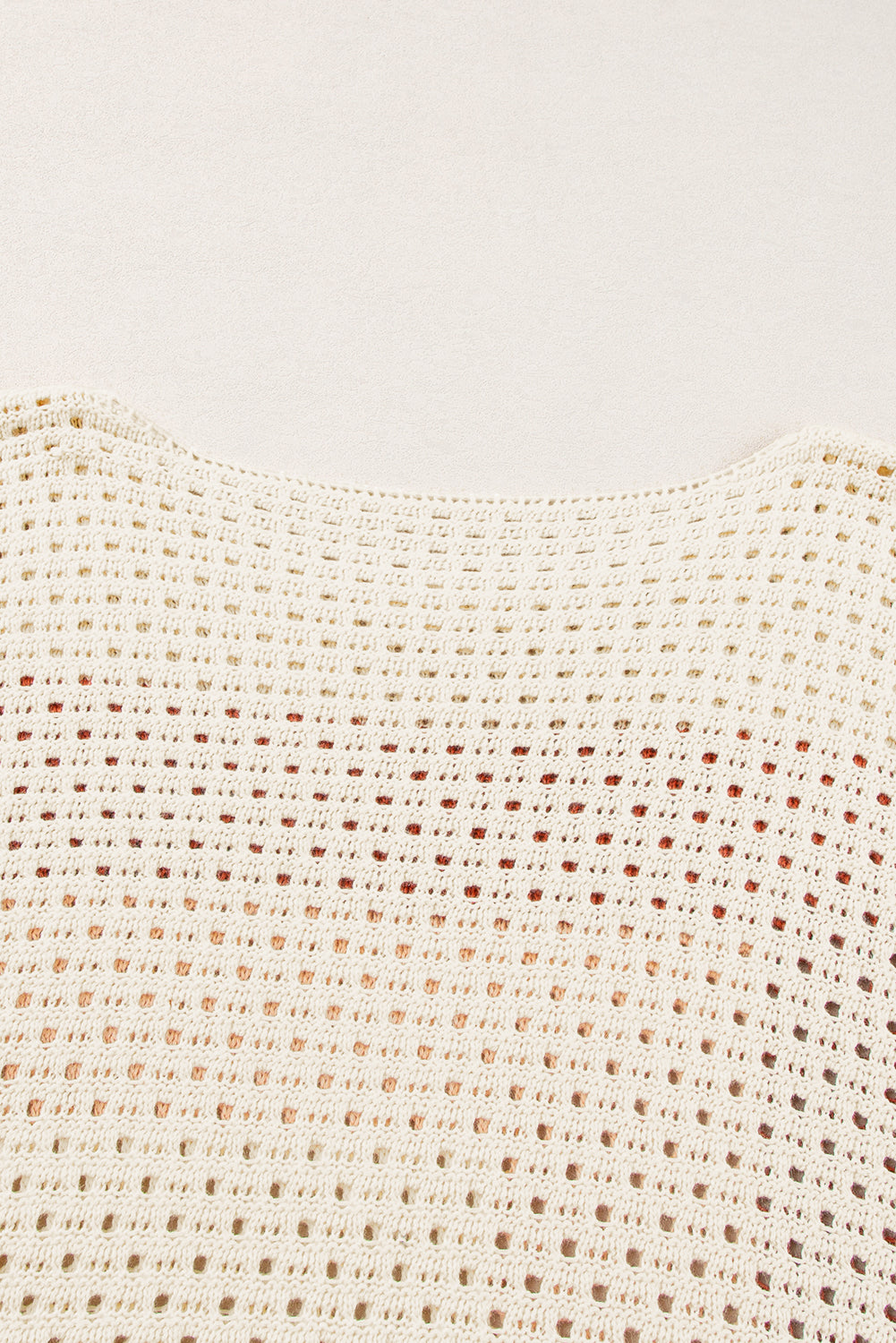 Aprikosenfarbener Pointelle-Strick-Baggy-Pullover mit Farbblockdesign